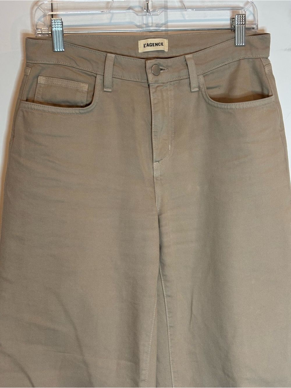 L'Agence Alicent High Rise Wide Leg Pale Khaki Tan Jeans 27 - Picture 3 of 9